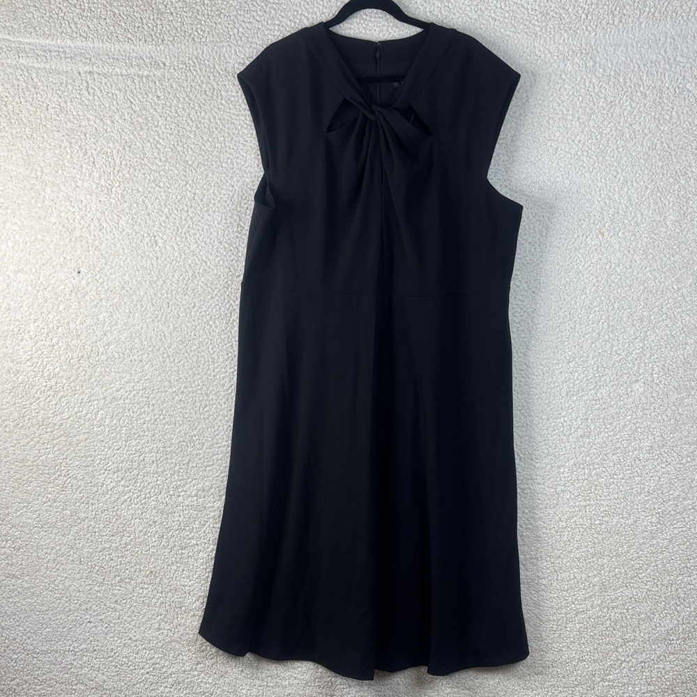 NWT DKNY Womens Black Scuba Crepe Twist Keyhole Neck Midi Dress PLUS SIZE 20W - Picture 2 of 14